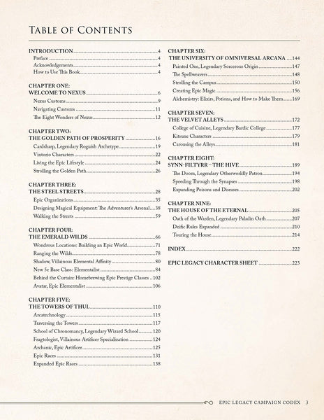 Epic Legacy Campaign Codex